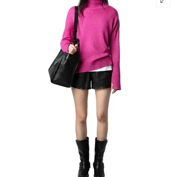 Zadig and Voltaire Alma Cashmere Wool Button Shoulder Sweater - Clematis size S - Picture 2 of 13